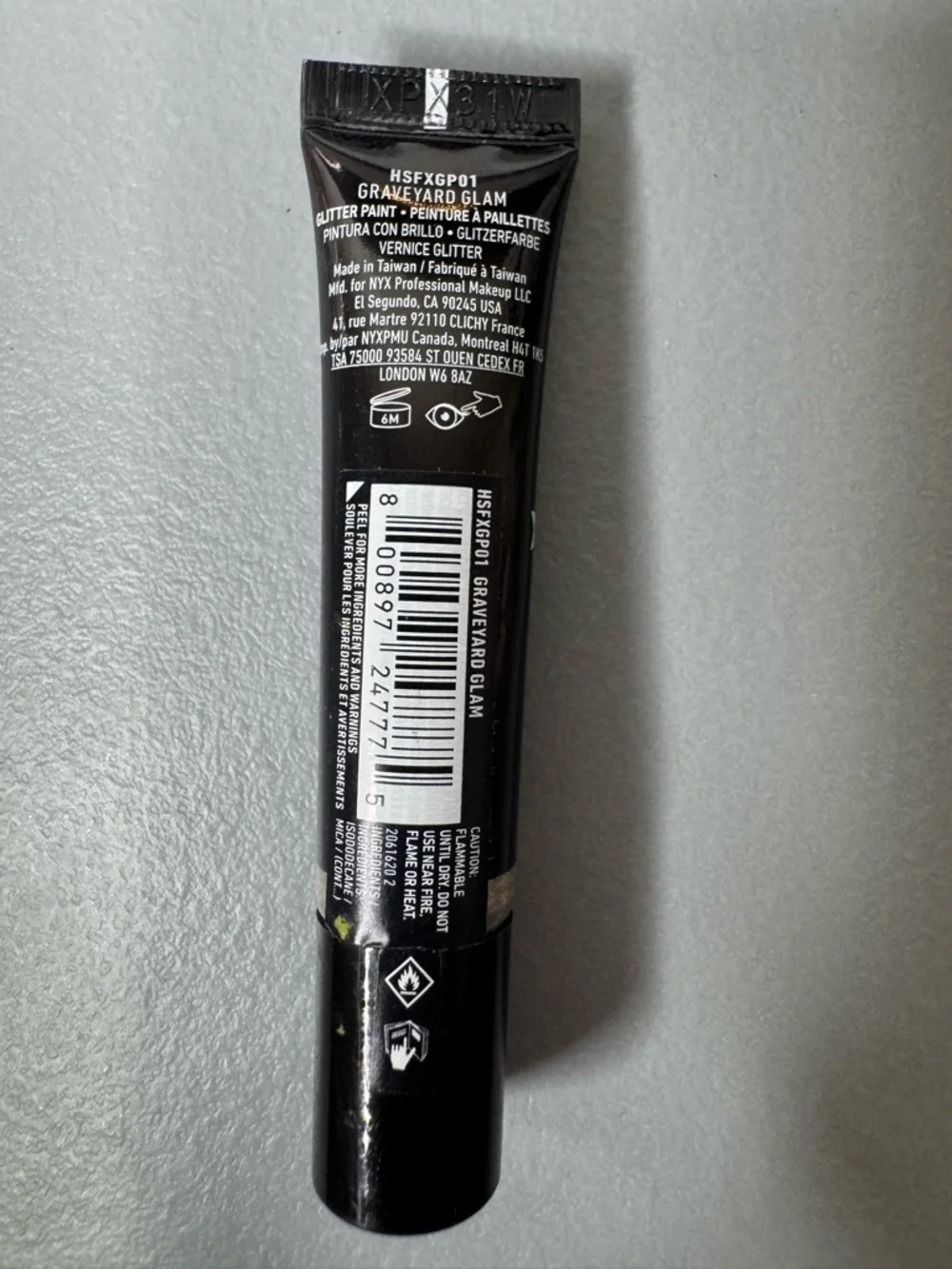 NYX SFX Glitter Paint in graveyard glam shimmer eyeshadow neutral nude